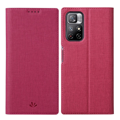 Rose red magnetic flip leather phone case with camera cutout and textured finish