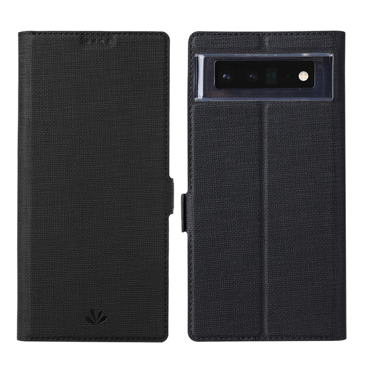 Black flip leather phone case for Pixel with camera window cutout