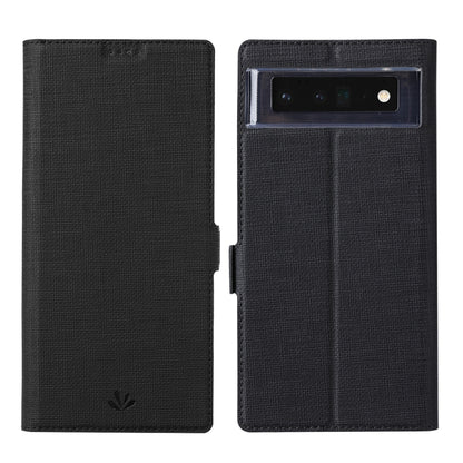 Black flip leather phone case for Pixel with camera window cutout