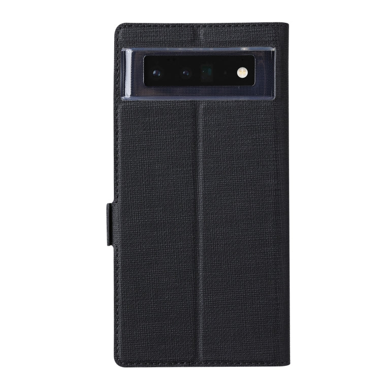 Black horizontal flip leather phone case with top camera window