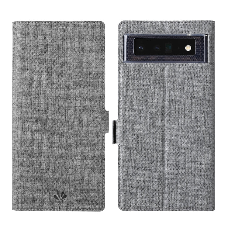 Grey flip leather phone case for Pixel with camera window cutout