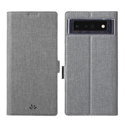 Grey flip leather phone case for Pixel with camera window cutout