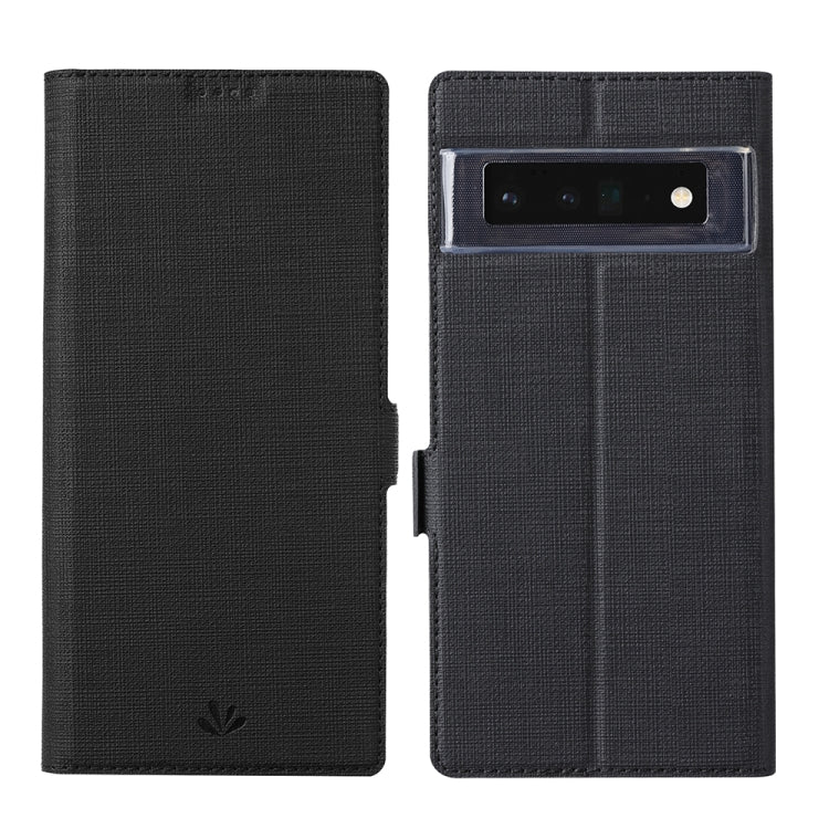 Black magnetic flip phone case for Google Pixel, with camera cutout and horizontal fold