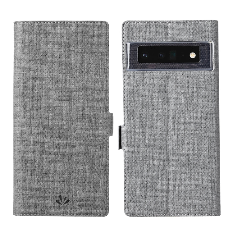 Grey magnetic flip phone case for Google Pixel, with camera cutout and horizontal fold