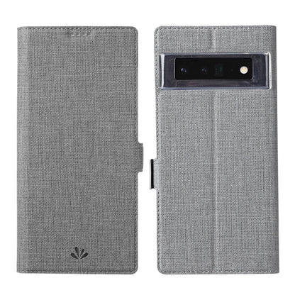 Grey magnetic flip phone case for Google Pixel, with camera cutout and horizontal fold