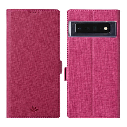 Rose red magnetic flip phone case for Google Pixel, with camera cutout and horizontal fold