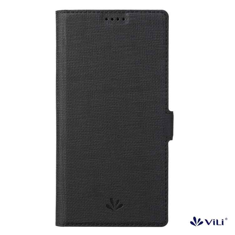 Magnetic flip leather phone case, black, wallet folio with card window and camera cutout