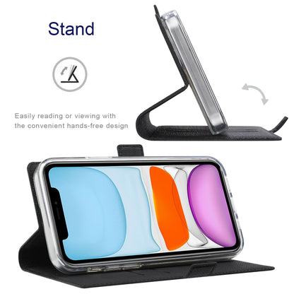 Magnetic flip leather phone case, black, horizontal stand mode