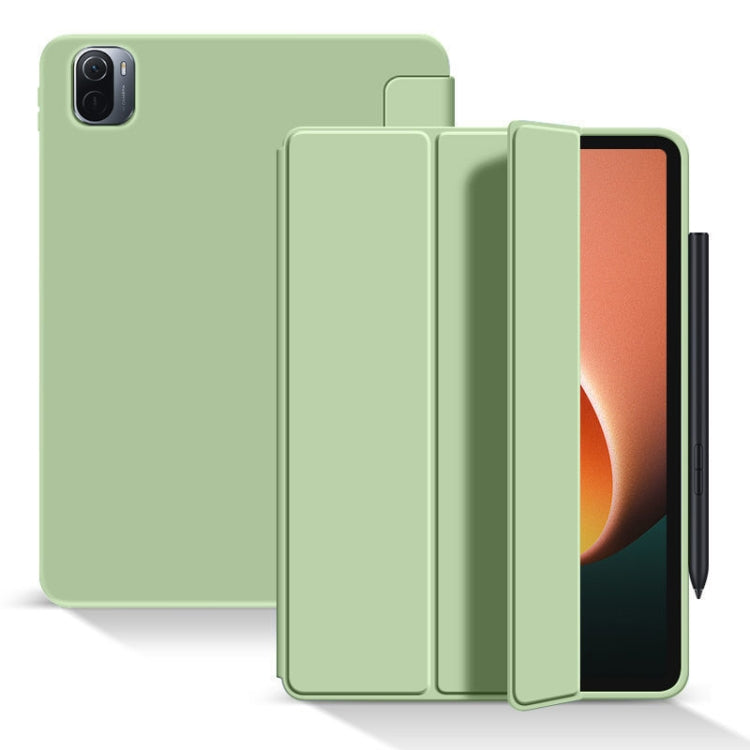 Light green tri-fold tablet case with front cover and stand bracket