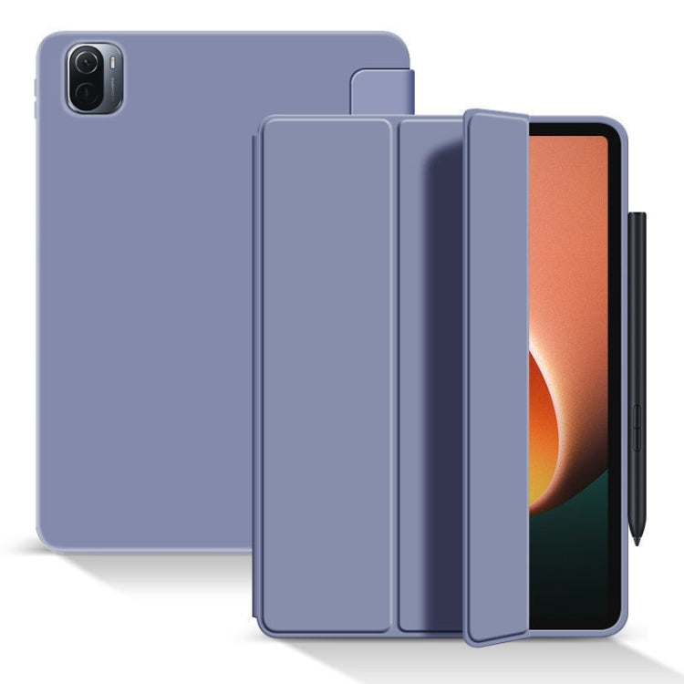Lavender gray tri-fold tablet case with front cover and stand bracket