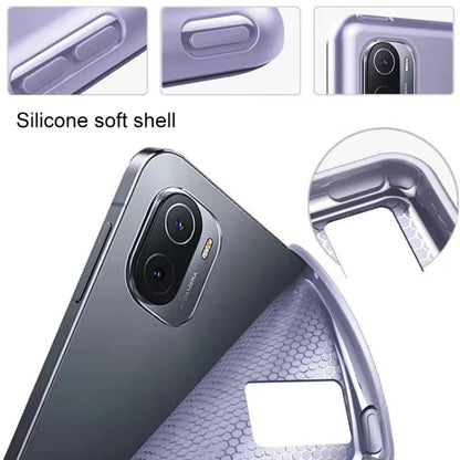 Tablet case with honeycomb-textured back shell and camera cutout