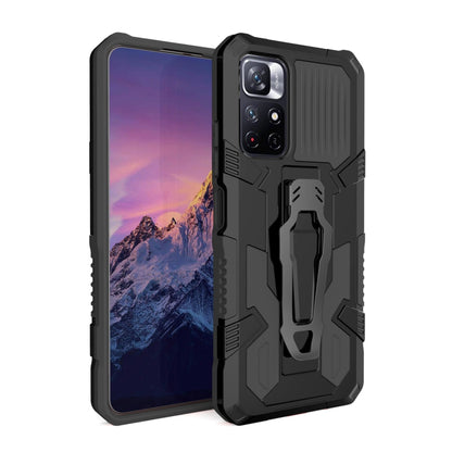 Black rugged phone case with textured grips and raised camera cutouts