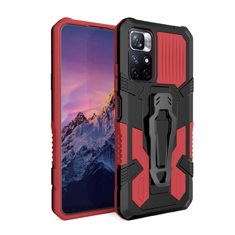 Red and black rugged phone case with textured grips and camera cutouts