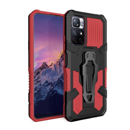 Red and black rugged phone case with textured grips and camera cutouts