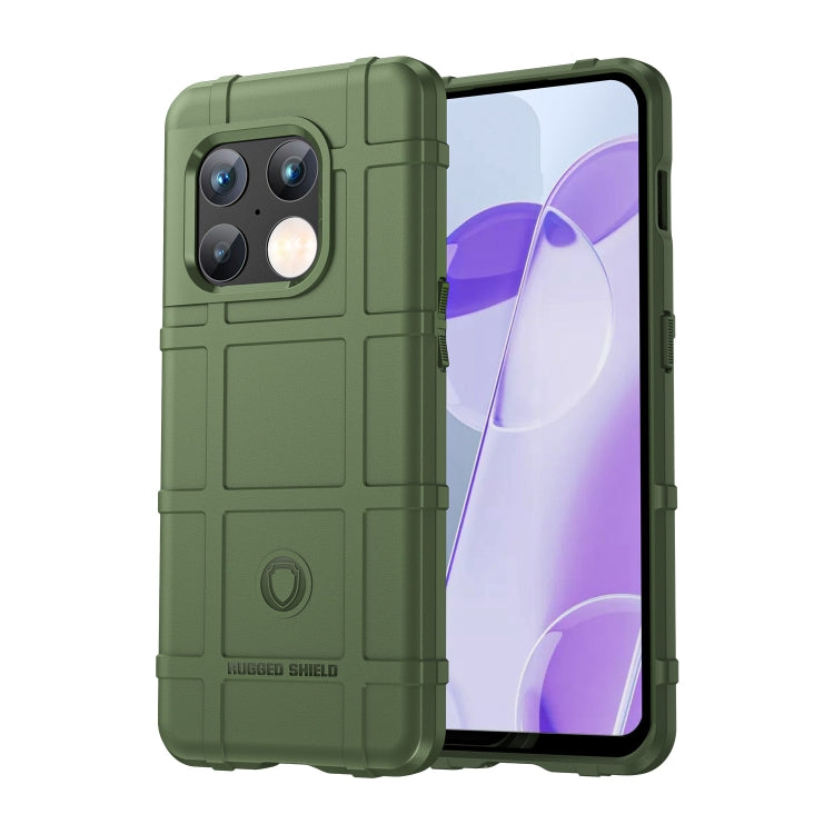 Green rugged shockproof TPU phone case with raised edges and camera cutouts