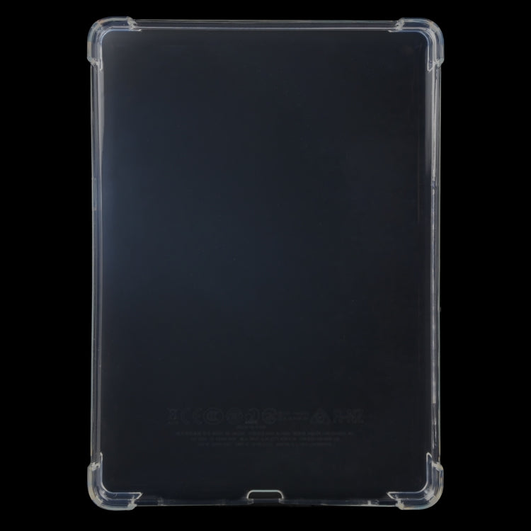 Transparent TPU tablet case with raised corners and cutouts, back view