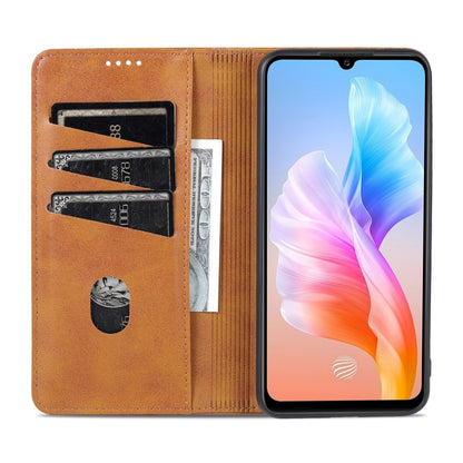 Light brown wallet flip phone case with card slots and inner storage pockets