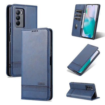Navy magnetic flip leather phone case with textured finish and horizontal flip