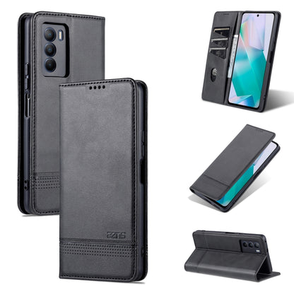 Charcoal gray magnetic flip leather phone case with textured finish and stand