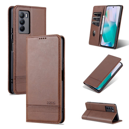 Dark brown magnetic flip leather phone case with textured finish and stand