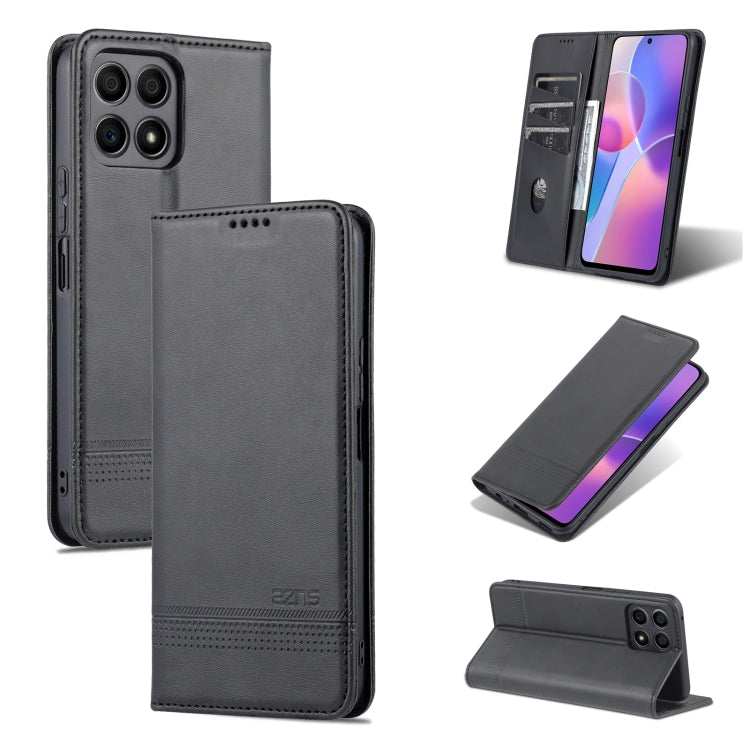 Dark gray magnetic flip leather phone case with interior card slot and stand