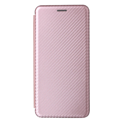 Pink magnetic flip phone case with carbon-fiber texture for Google Pixel 6a, front view