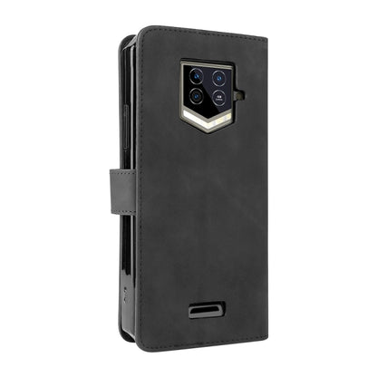 Black leather phone case with flip cover and magnetic buckle, camera cutout.