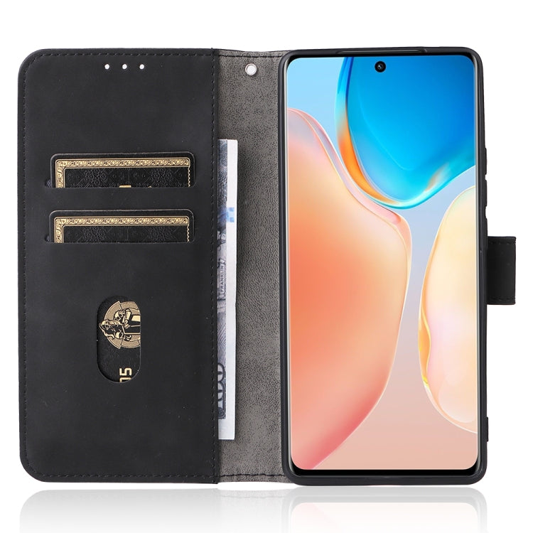 Black leather folio phone case open with card slots and phone window.