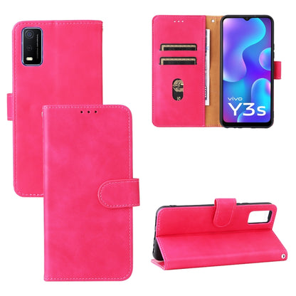 Leather-style magnetic buckle flip phone case, rose red with card slots and front flap