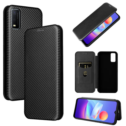 Magnetic flip phone case with carbon fiber texture, dark black leather, card pocket