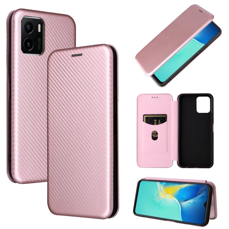 Magnetic flip phone case with carbon fiber texture, pink leather, card pocket