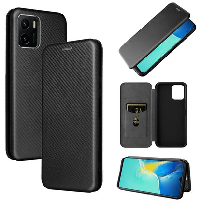 Magnetic flip phone case with carbon fiber texture, black leather, protective back cover