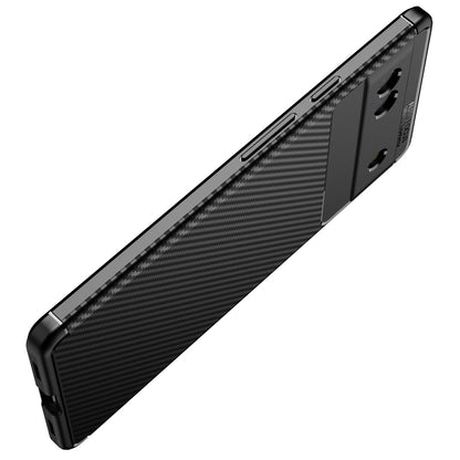 Black TPU phone case with carbon-fiber texture, slim profile and precise cutouts