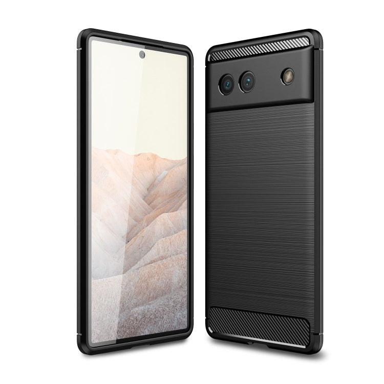 Black brushed carbon fiber texture shockproof TPU phone case with raised camera edges