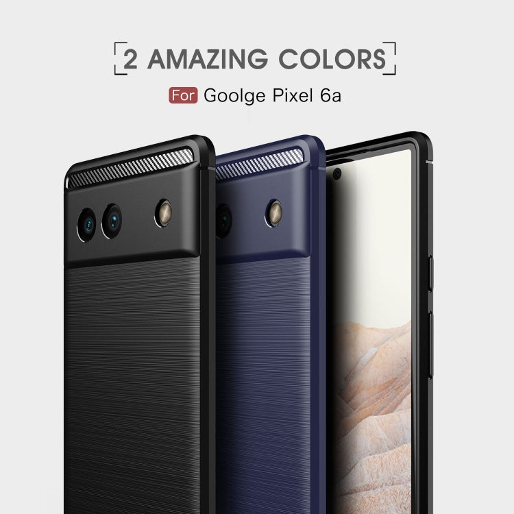 Brushed carbon fiber TPU phone case in black and blue for Google Pixel 6a