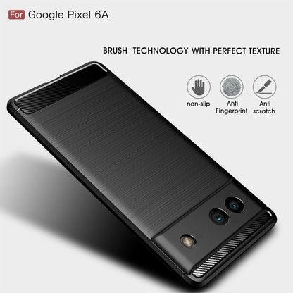 Black brushed carbon fiber texture TPU phone case with slim raised bezel and grip lines