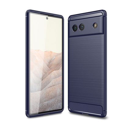 Blue brushed carbon fiber texture shockproof TPU phone case with raised camera edges