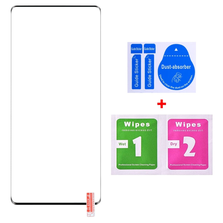 Tempered glass screen protector film kit with alignment guide and cleaning accessories