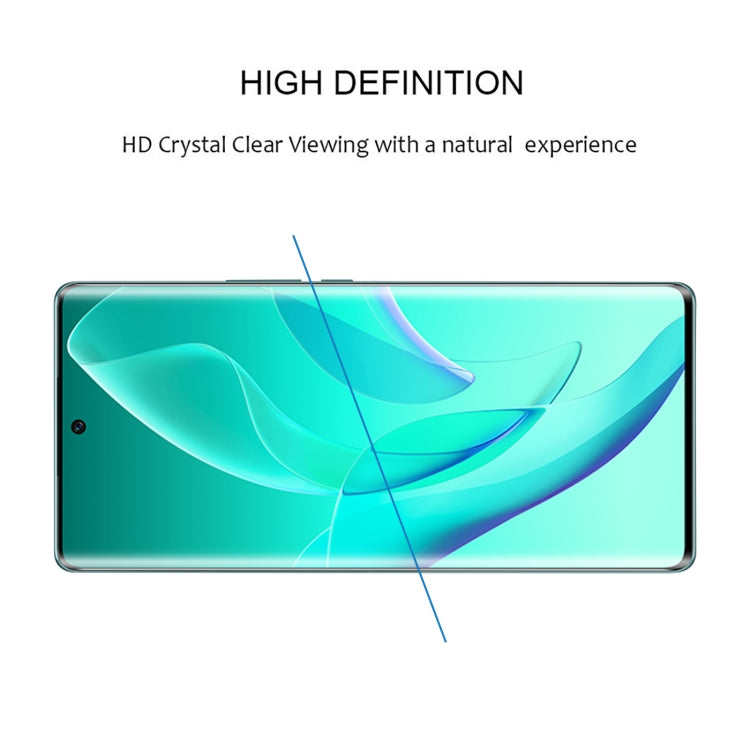 Tempered glass screen protector film with clear, thin full-width coverage