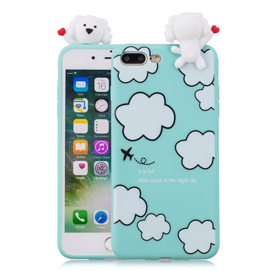 Turquoise TPU phone case with raised cloud bear charm and cloud pattern, Shockproof style