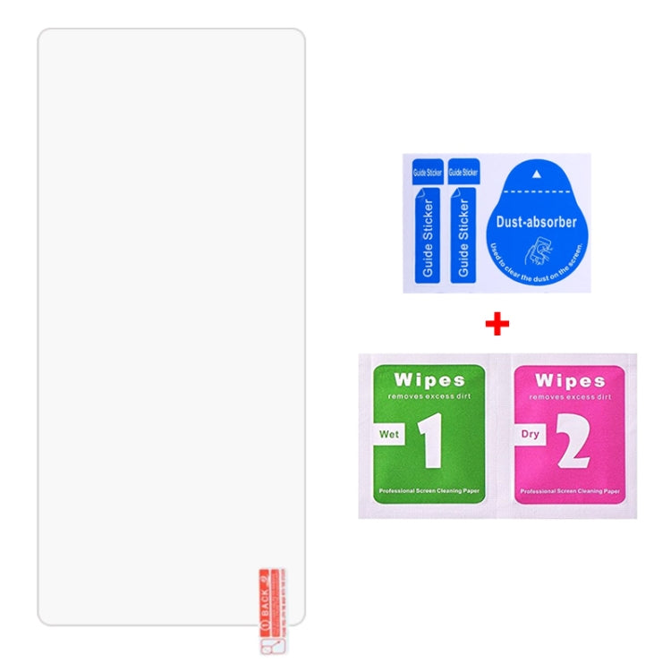 Full screen hydrogel film kit with clear protector sheet, guide stickers, and cleaning wipes