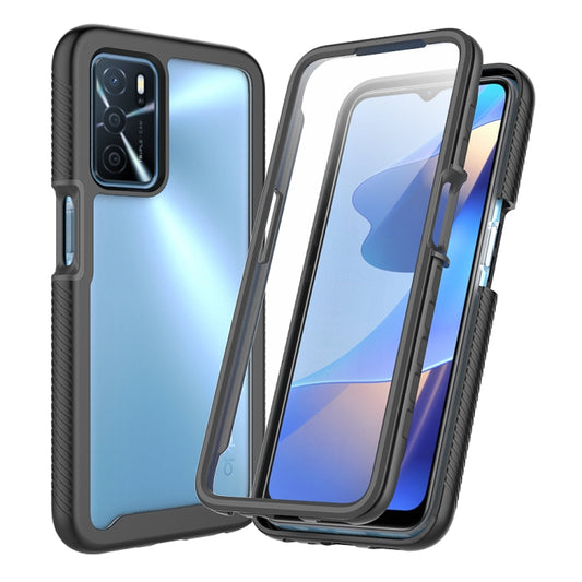 Sky blue phone case with clear front screen protector and dark rugged bumper