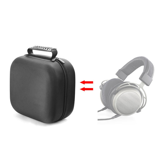 Protective headset storage bag, dark gray with zipper and handle loop