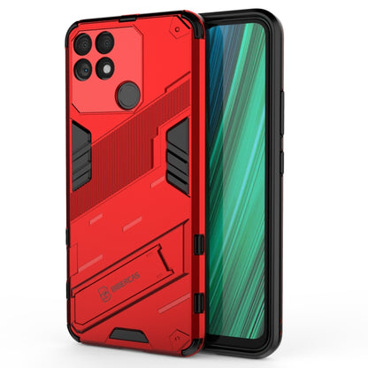 Red rugged phone case with shockproof TPU bumper and full back shell protection