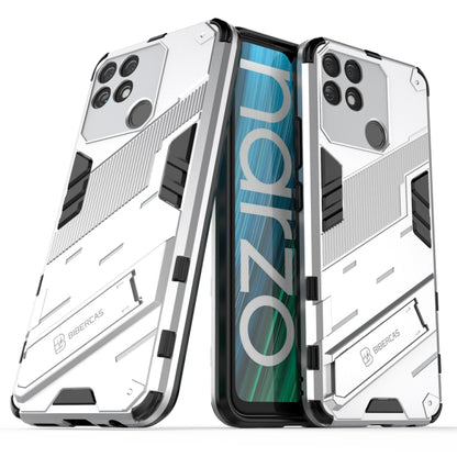 White rugged phone case with kickstand-style TPU bumper and dual-layer protection