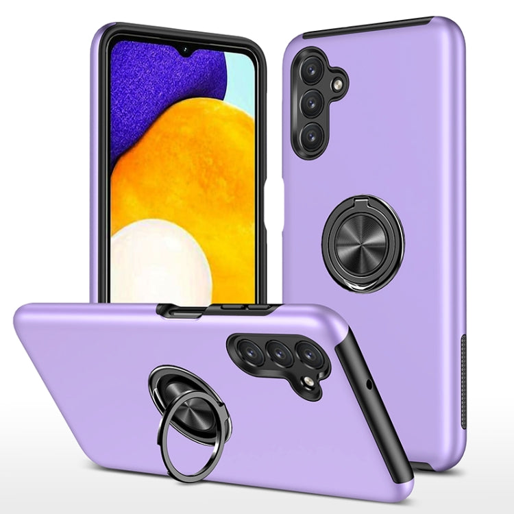 Purple PC+TPU magnetic phone case with invisible ring holder and camera cutouts