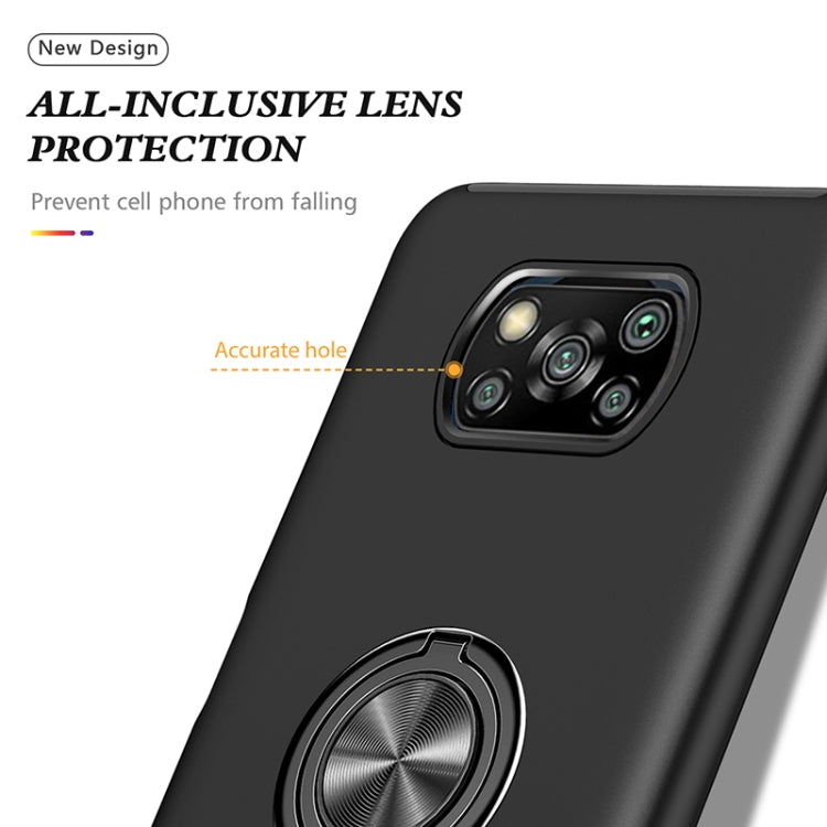Black PC+TPU magnetic phone case with camera cutout and embedded ring holder