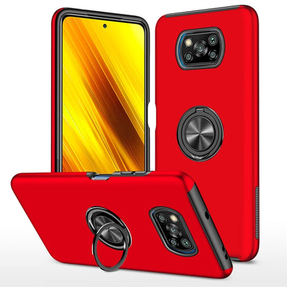 Red PC+TPU magnetic phone case with invisible ring holder and camera cutouts