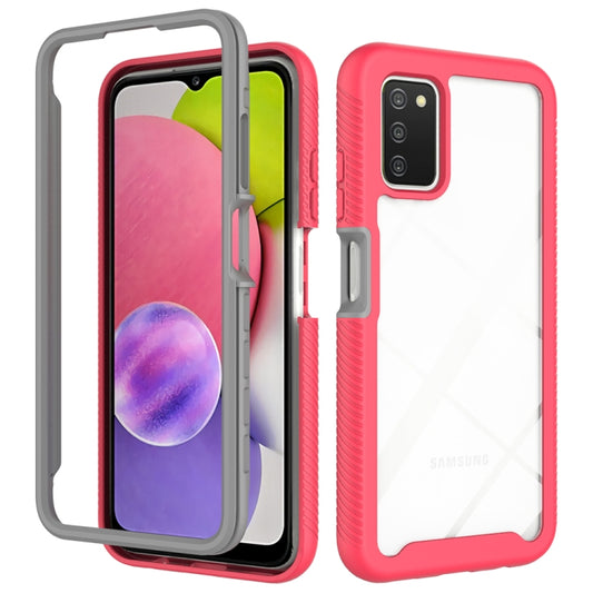 Rose red shockproof phone case with gray bumper frame and camera cutout