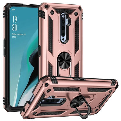 Rose gold rugged shockproof phone case with kickstand ring and camera cutouts
